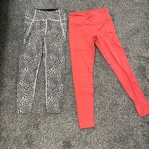 Leopard Print and Coral Leggings Set